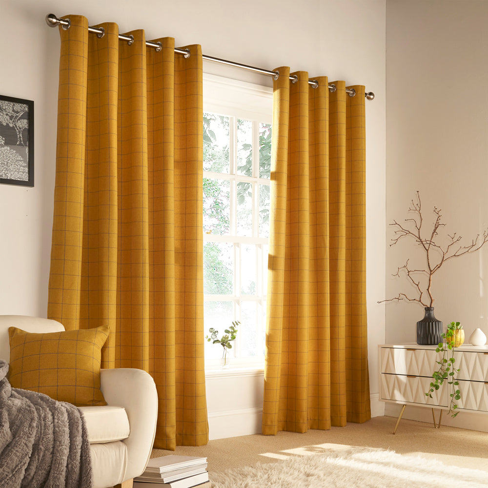 Ellis Windowpane Check Eyelet Curtains