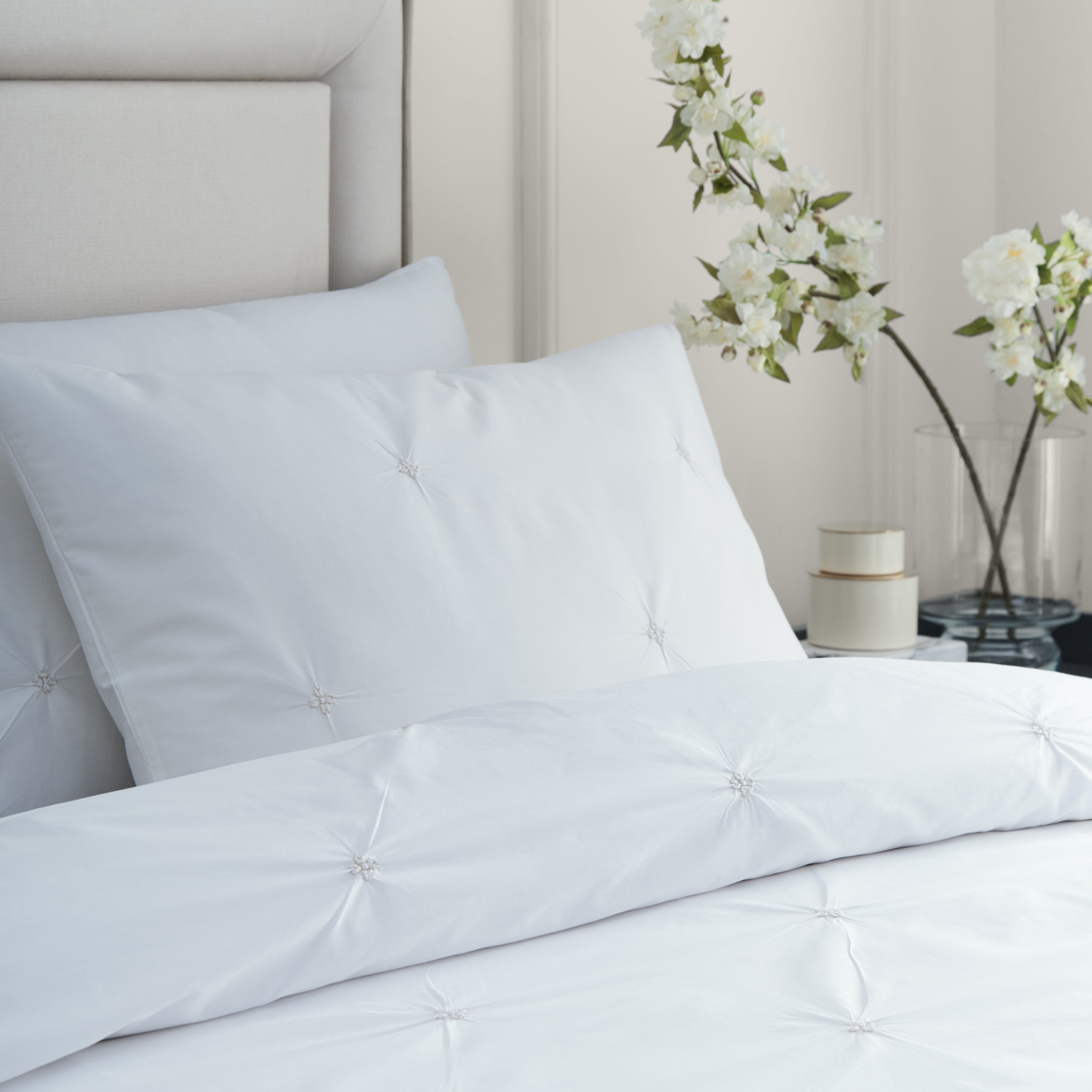 Elysia Pinch Pleat 100% Cotton Duvet Cover Set