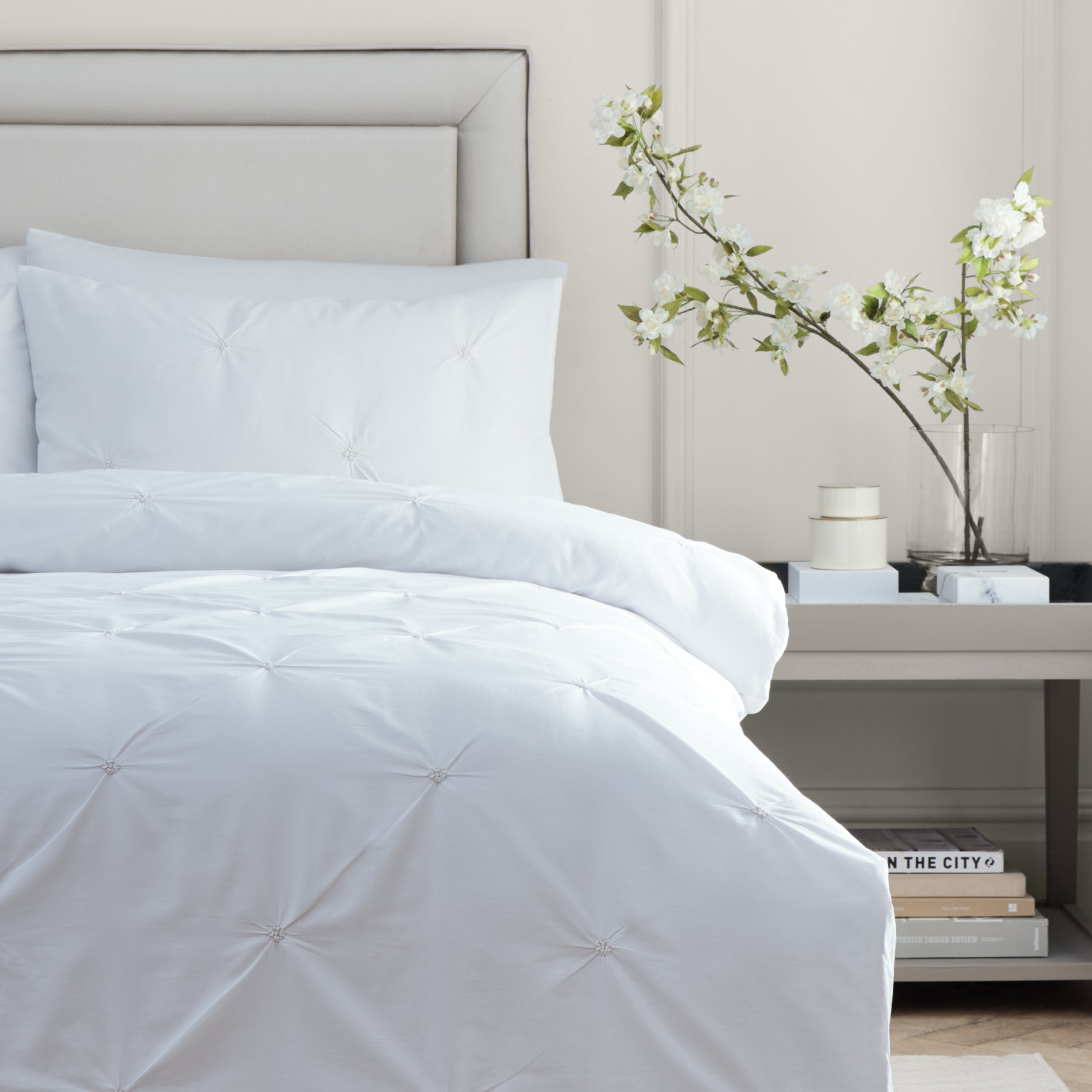 Elysia Pinch Pleat 100% Cotton Duvet Cover Set