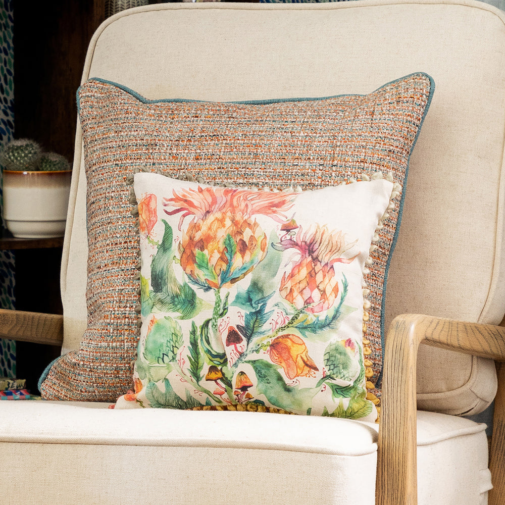 Enchanting Thistle Small Printed Cushion