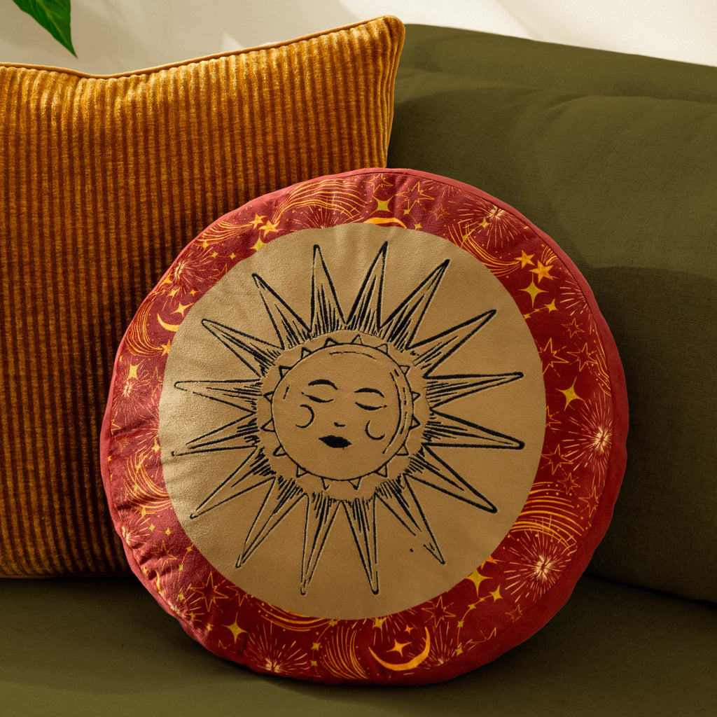 Ethereal Sun Velvet Round Cushion