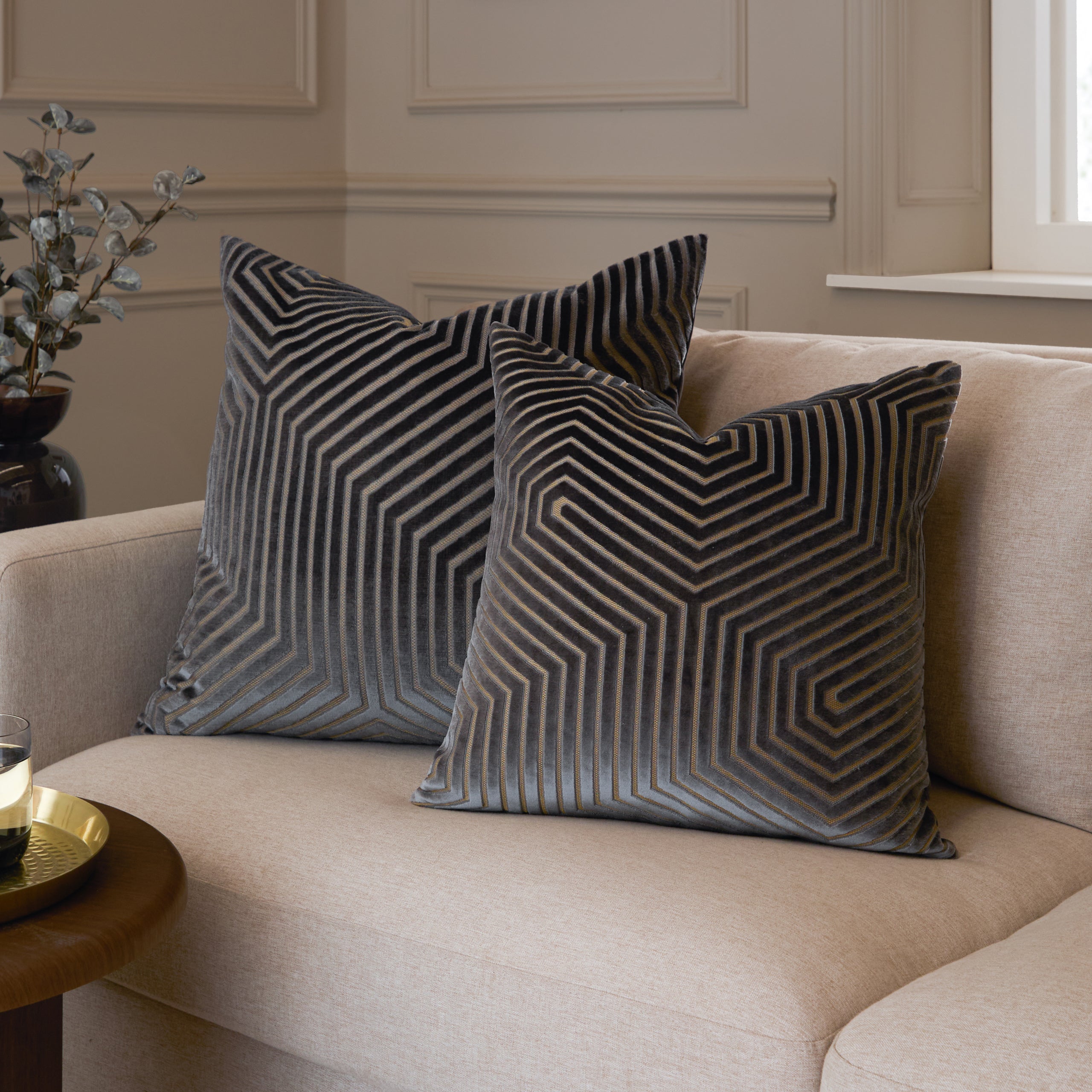 Evoke Cut Velvet Cushion