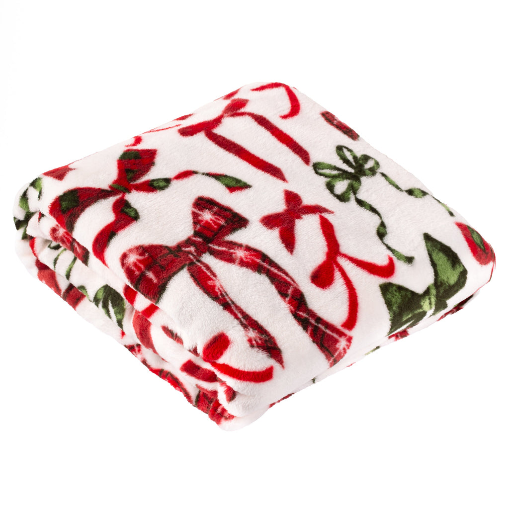 Nathalie Festive Bows Printed Fleece Throw