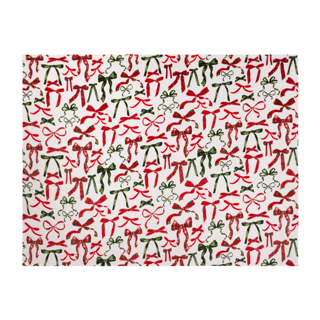 Nathalie Festive Bows Printed Fleece Throw