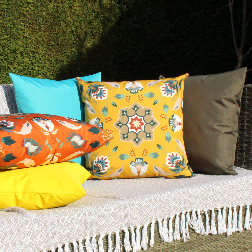 Folk Flora Outdoor Cushion