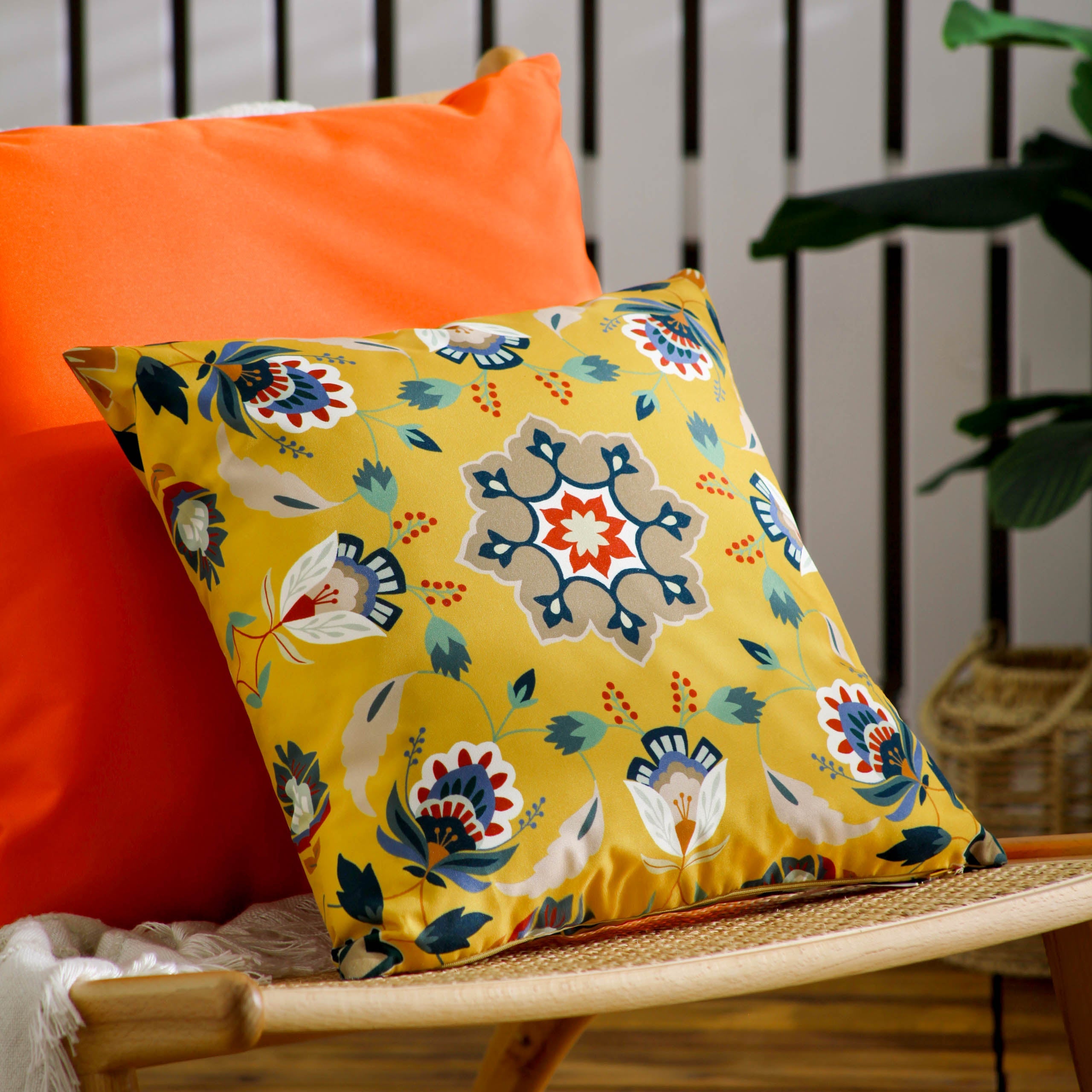 Folk Flora Outdoor Cushion