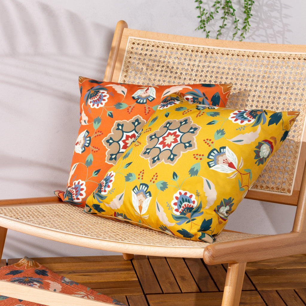 Folk Flora Outdoor Cushion