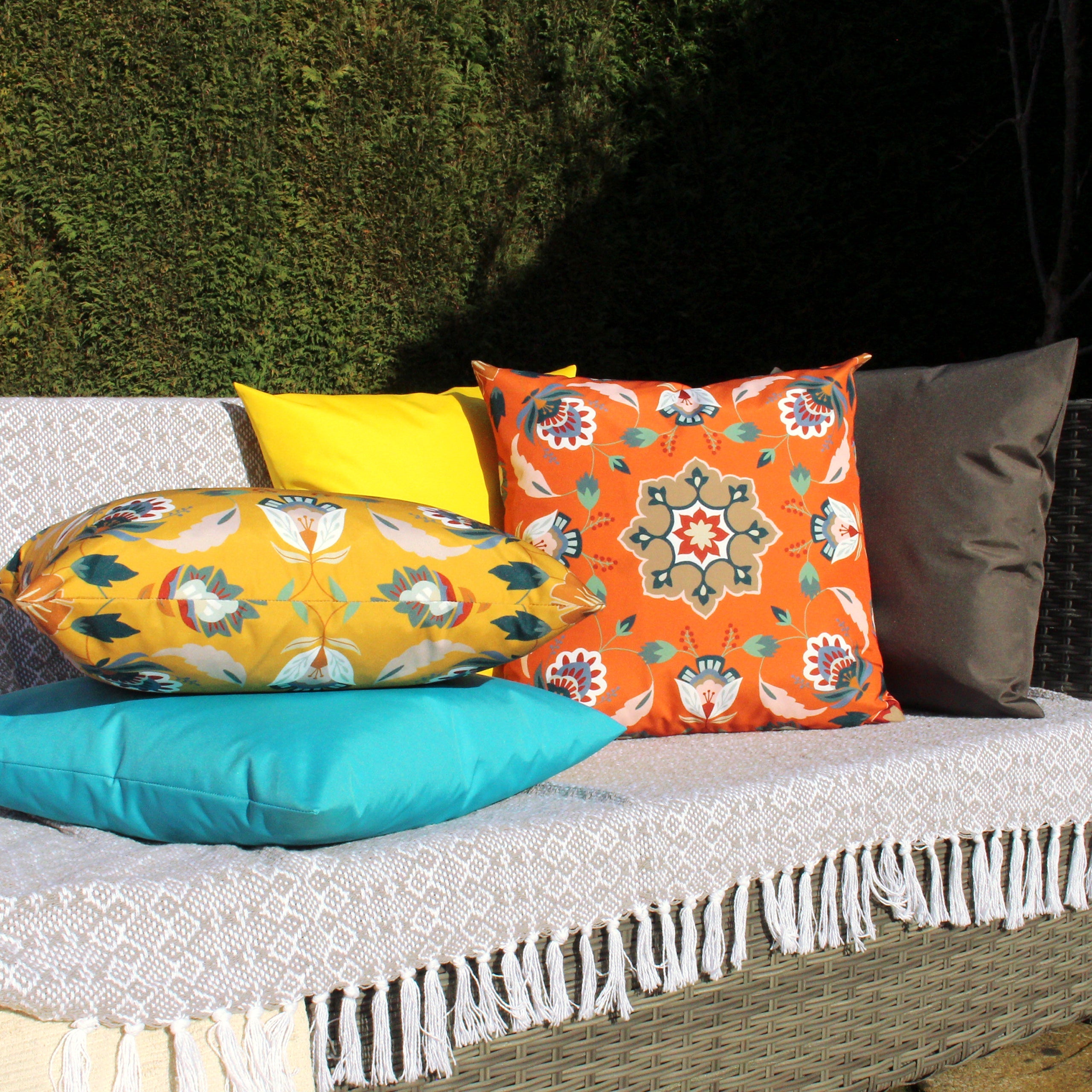 Folk Flora Outdoor Cushion