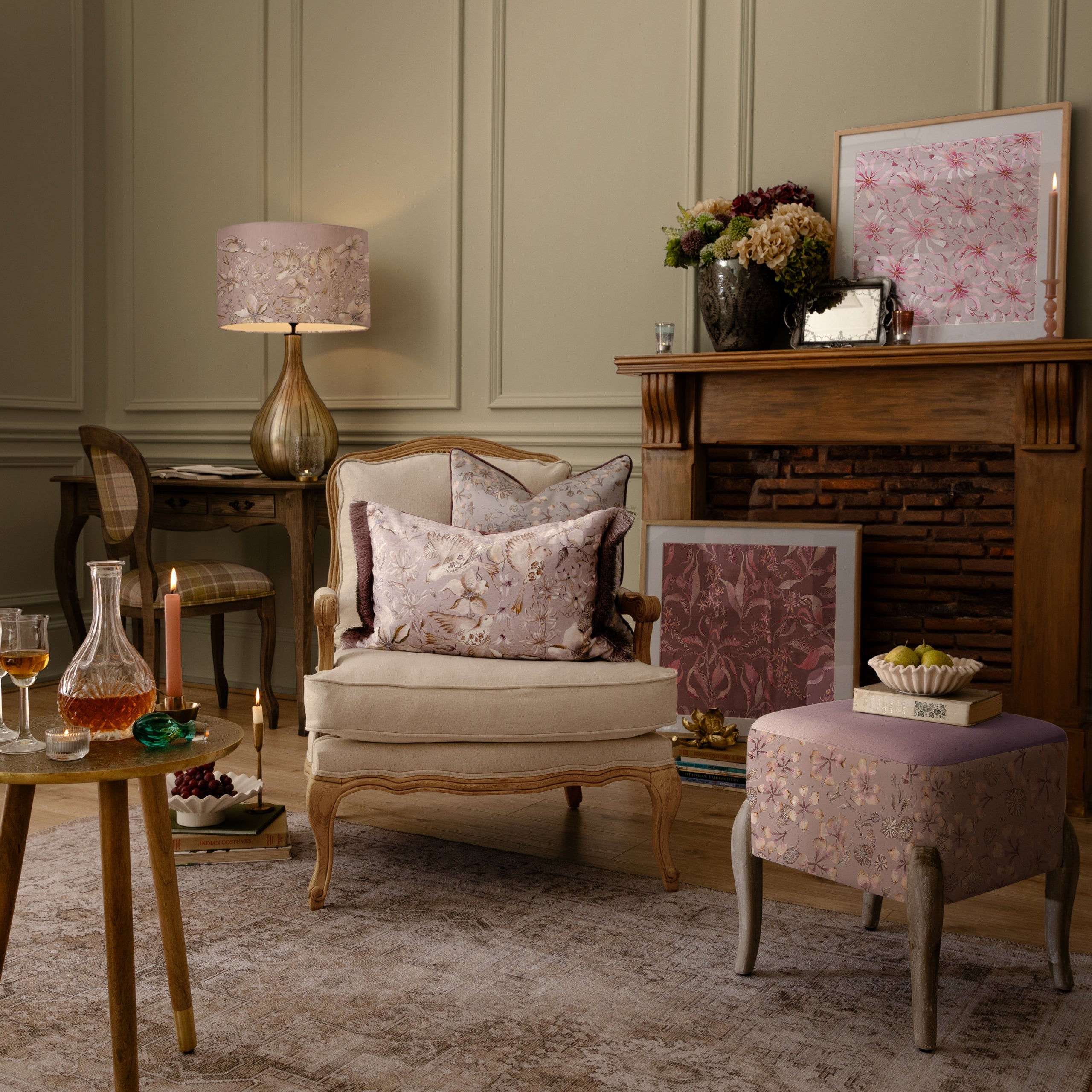 Floella Printed Ruche Fringe Cushion