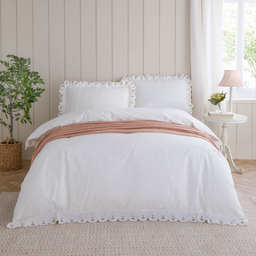 Florrie Embroidered Cotton Duvet Cover Set