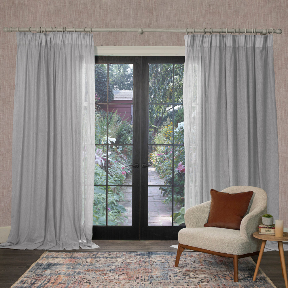 Focus Sheer Woven Pencil Pleat Curtains