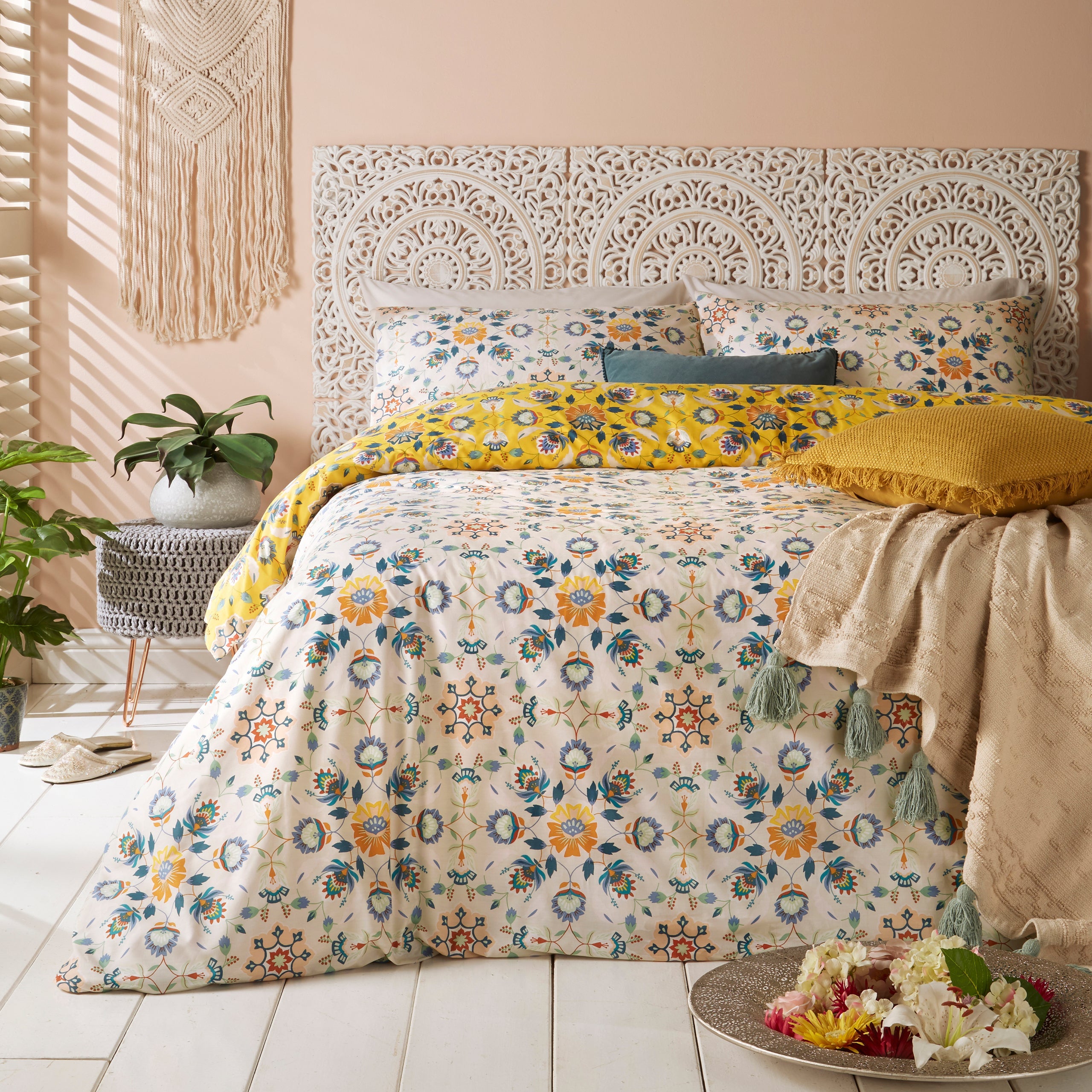 Folk Flora Floral Duvet Cover Set