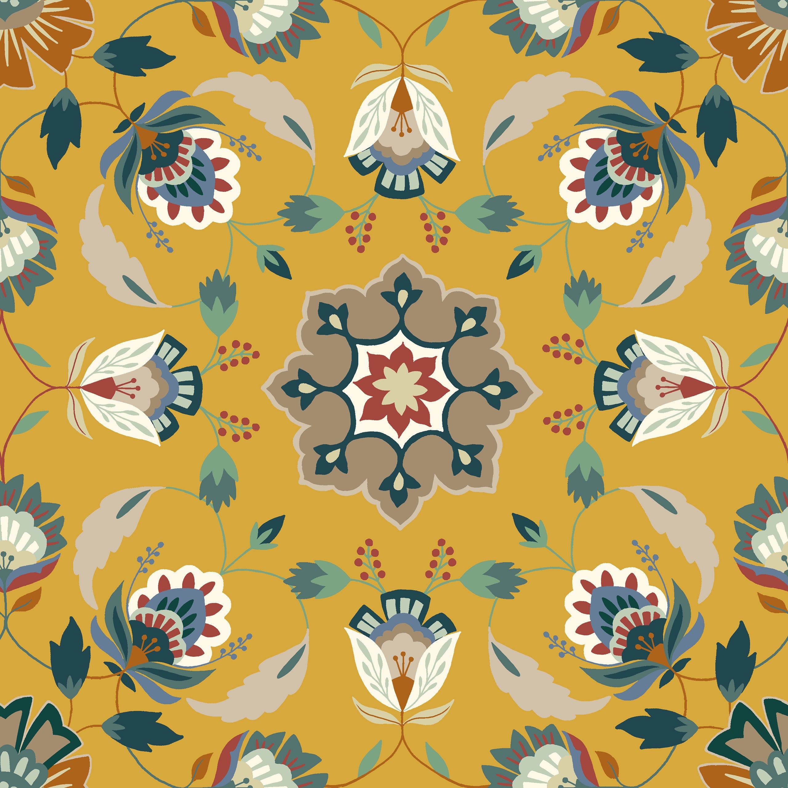 Folk Flora Floral Duvet Cover Set