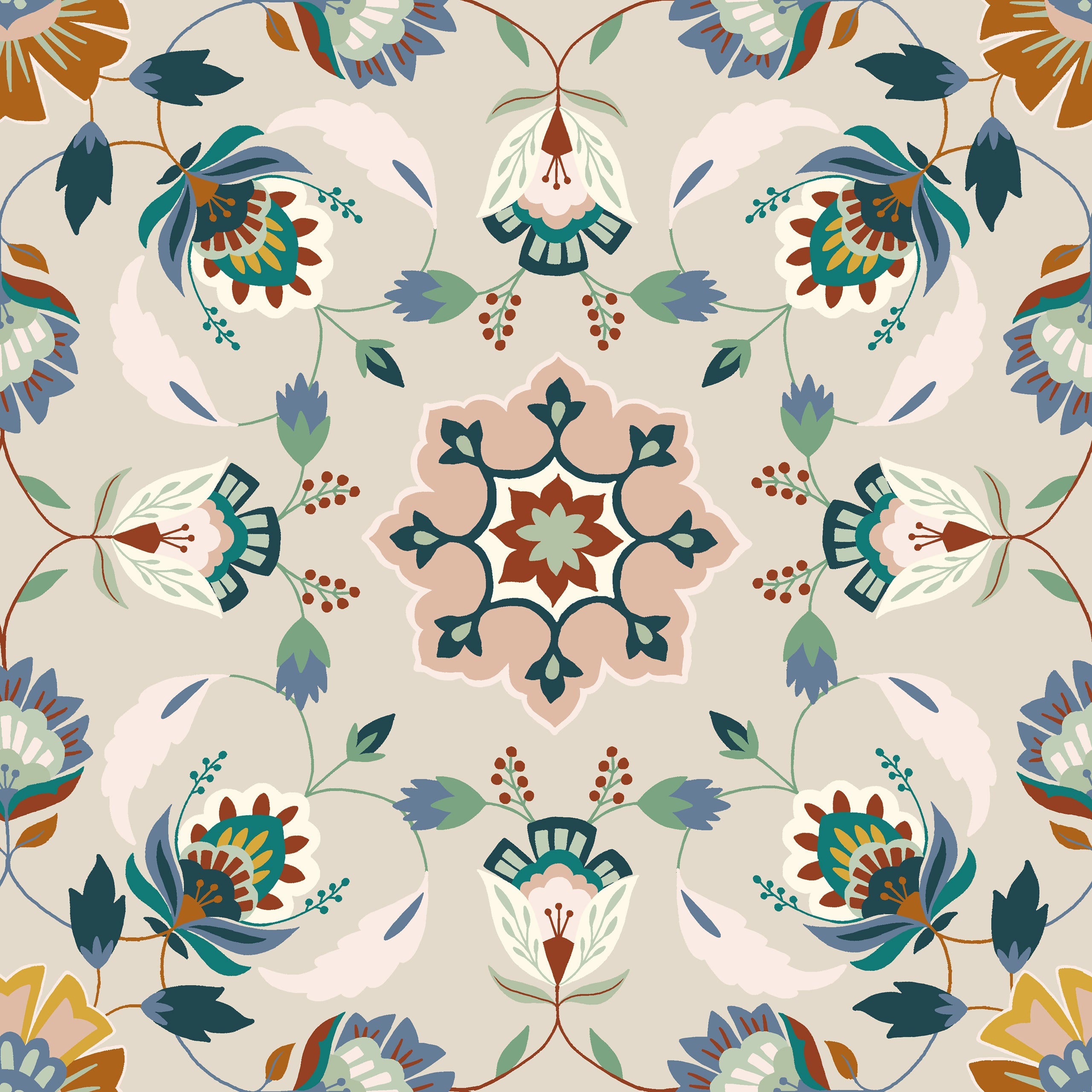 Folk Flora Floral Duvet Cover Set