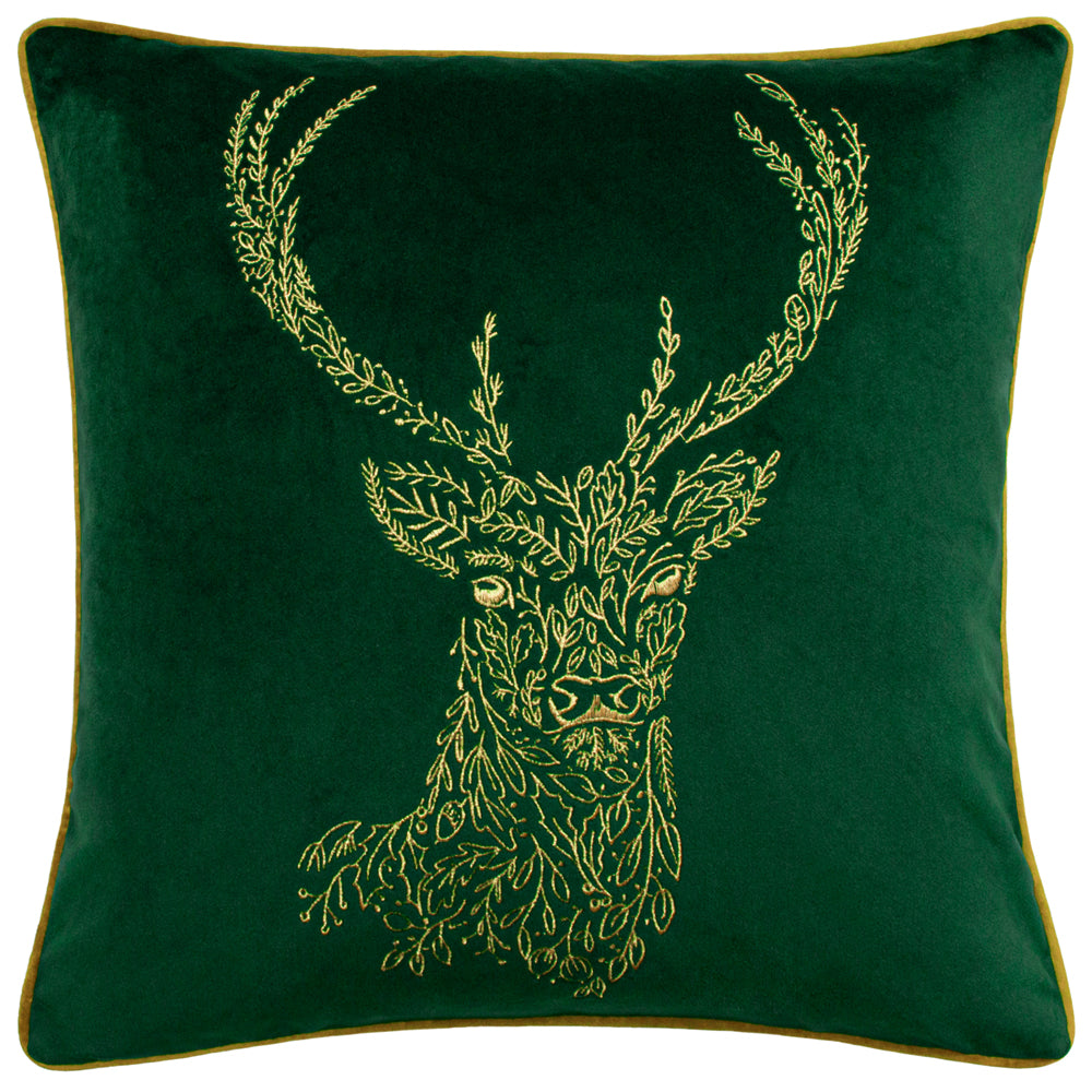 Forest Fauna Stag Velvet Piped Cushion