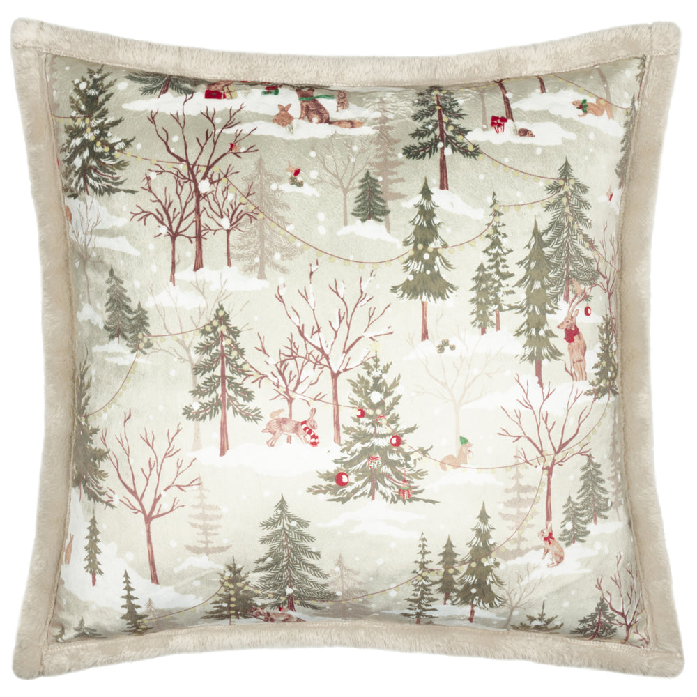 Forest Festivities Velvet Cushion