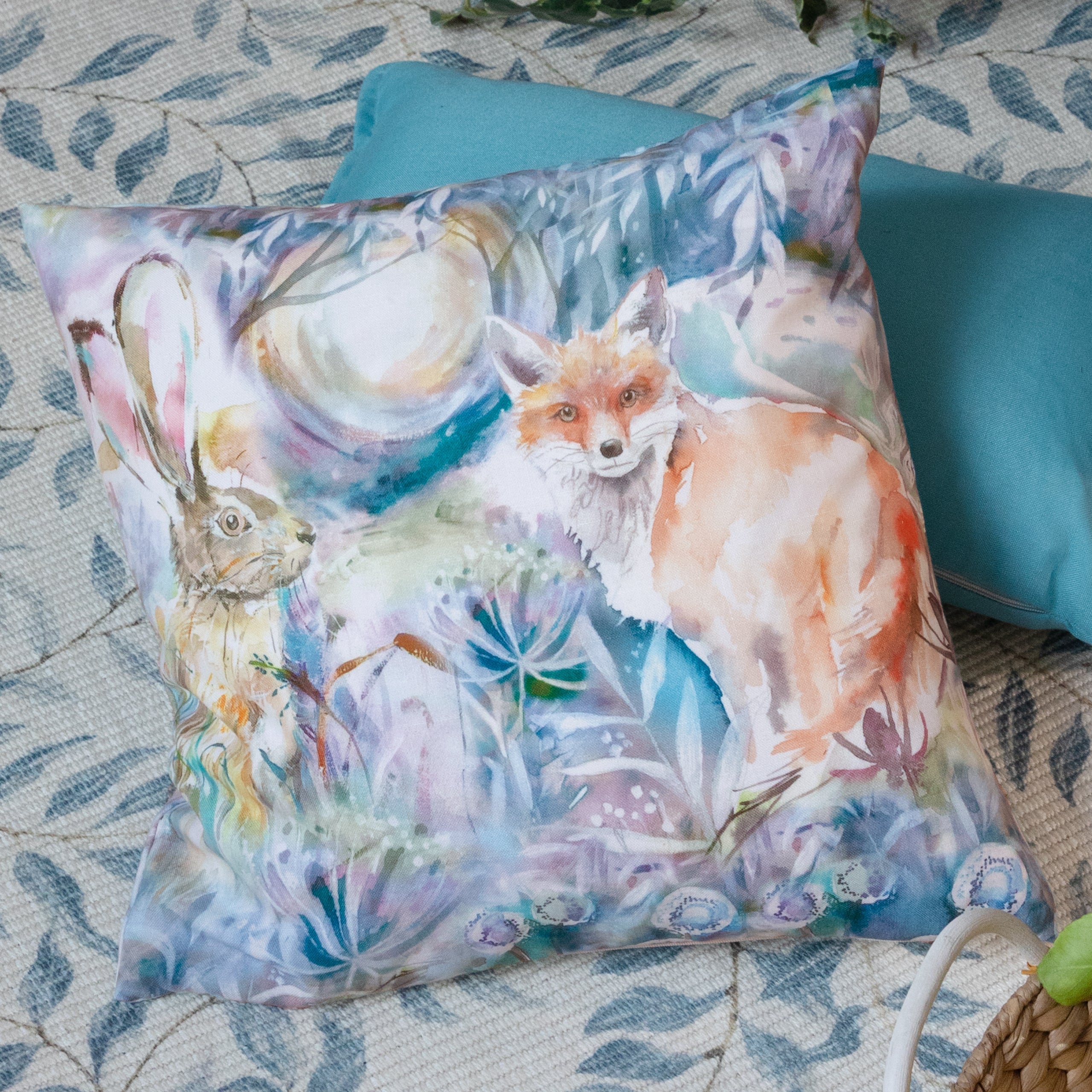 Fox And Hare Outdoor Cushion True
