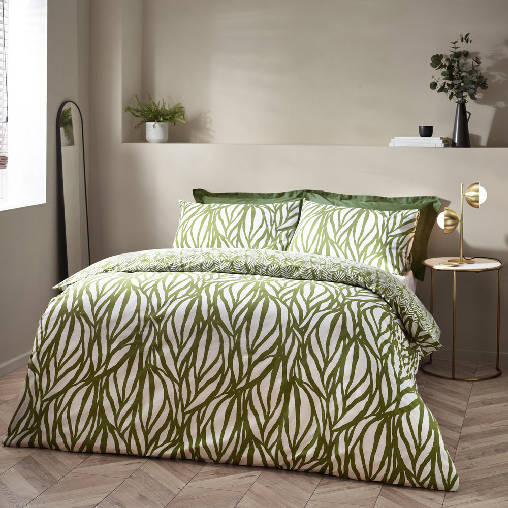 Frond Abstract Cotton Rich Reversible Duvet Cover Set
