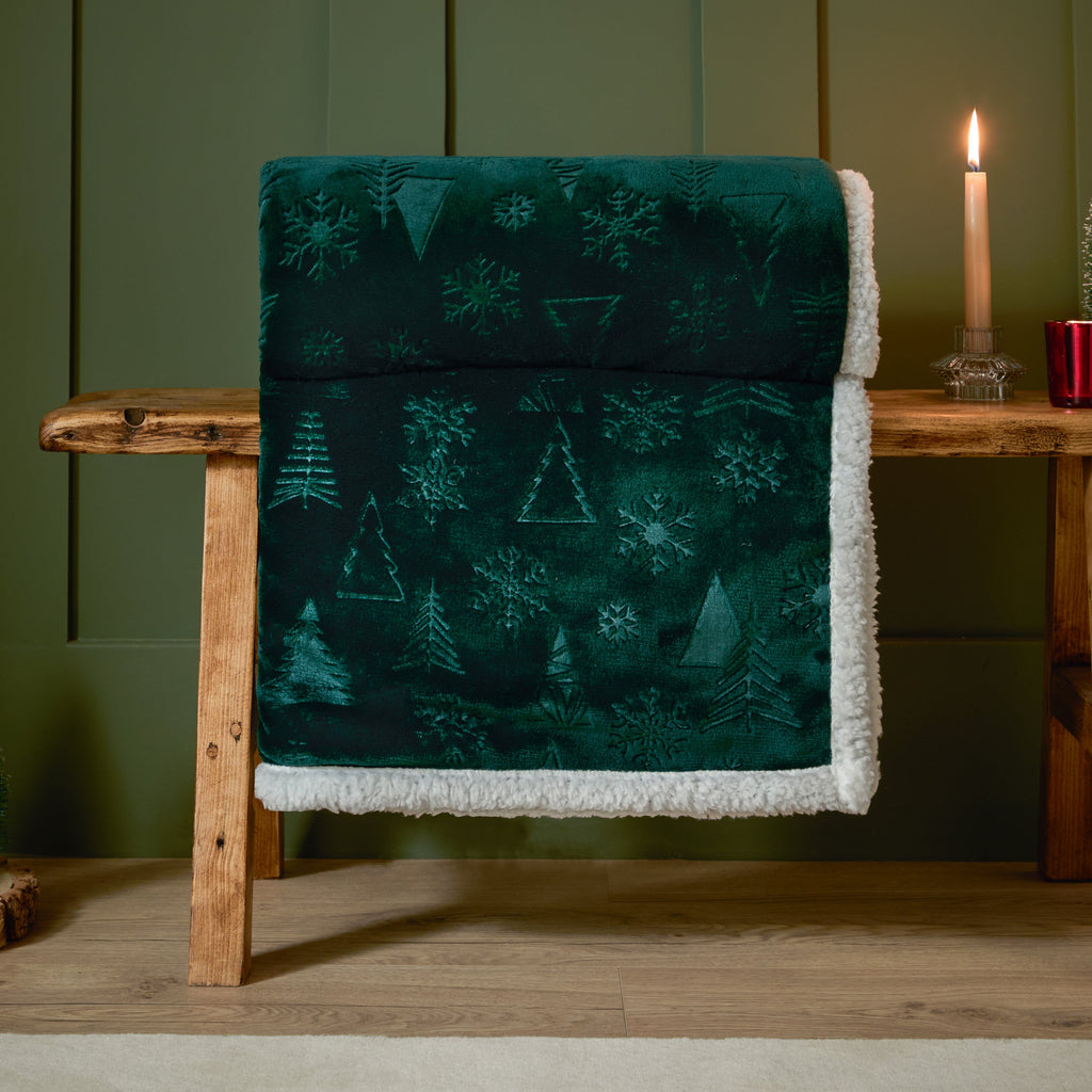 Festive Time Sherpa Fleece Embossed Throw