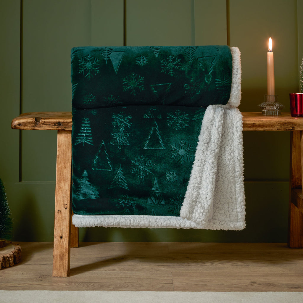 Festive Time Sherpa Fleece Embossed Throw