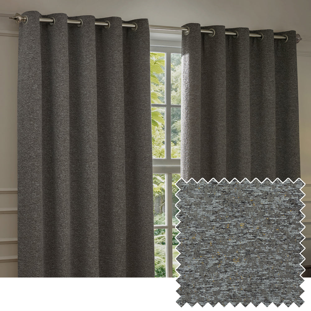 Galaxy Chenille Room Darkening Eyelet Curtains