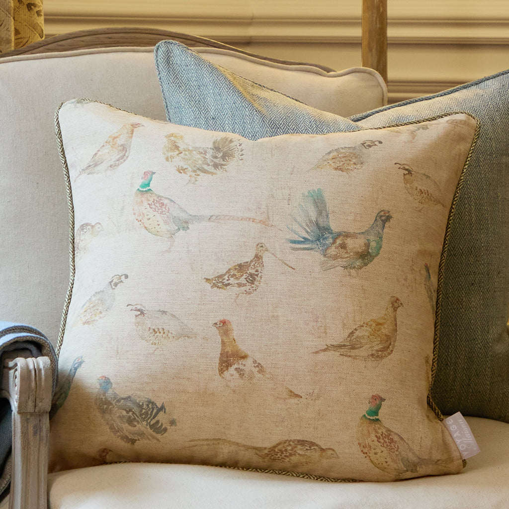 Game Birds Printed Piped Cushion