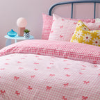 Gingham Bows Printed Duvet Cover Set