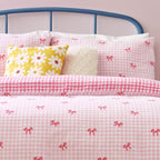 Gingham Bows Printed Duvet Cover Set