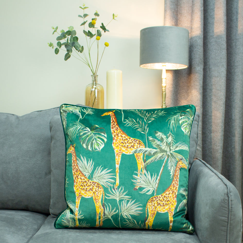 Giraffe Palm Velvet Cushion