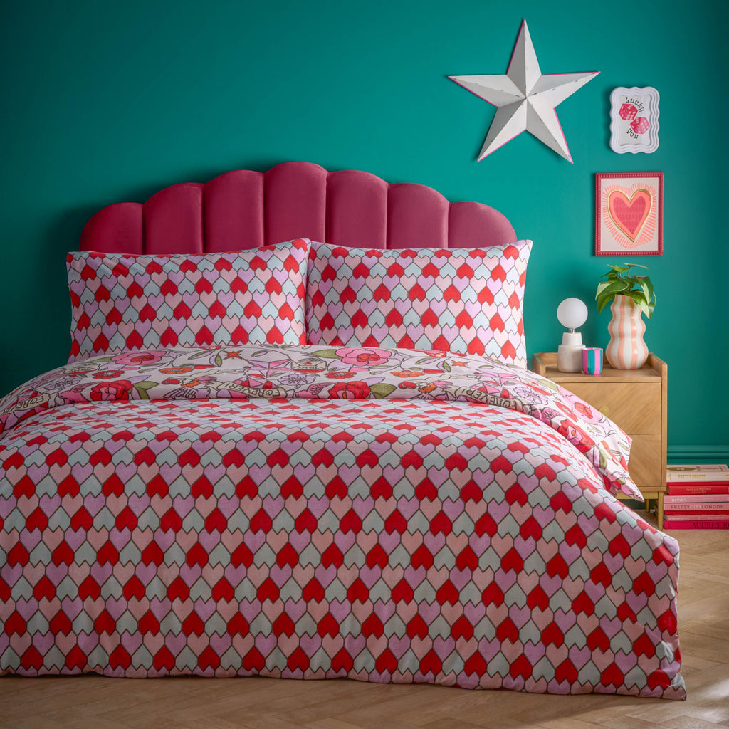 Glass Hearts Printed Duvet Cover Set