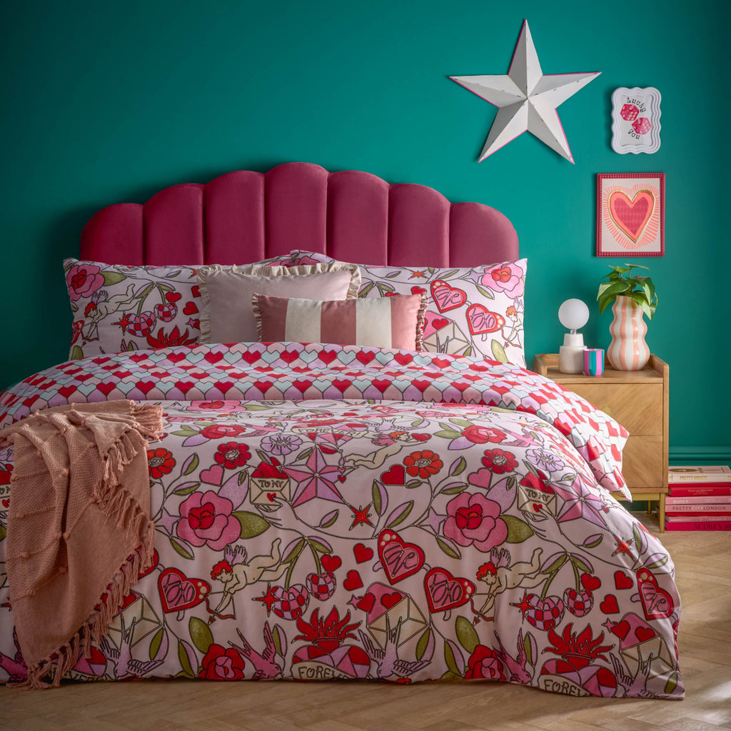 Glass Hearts Printed Duvet Cover Set