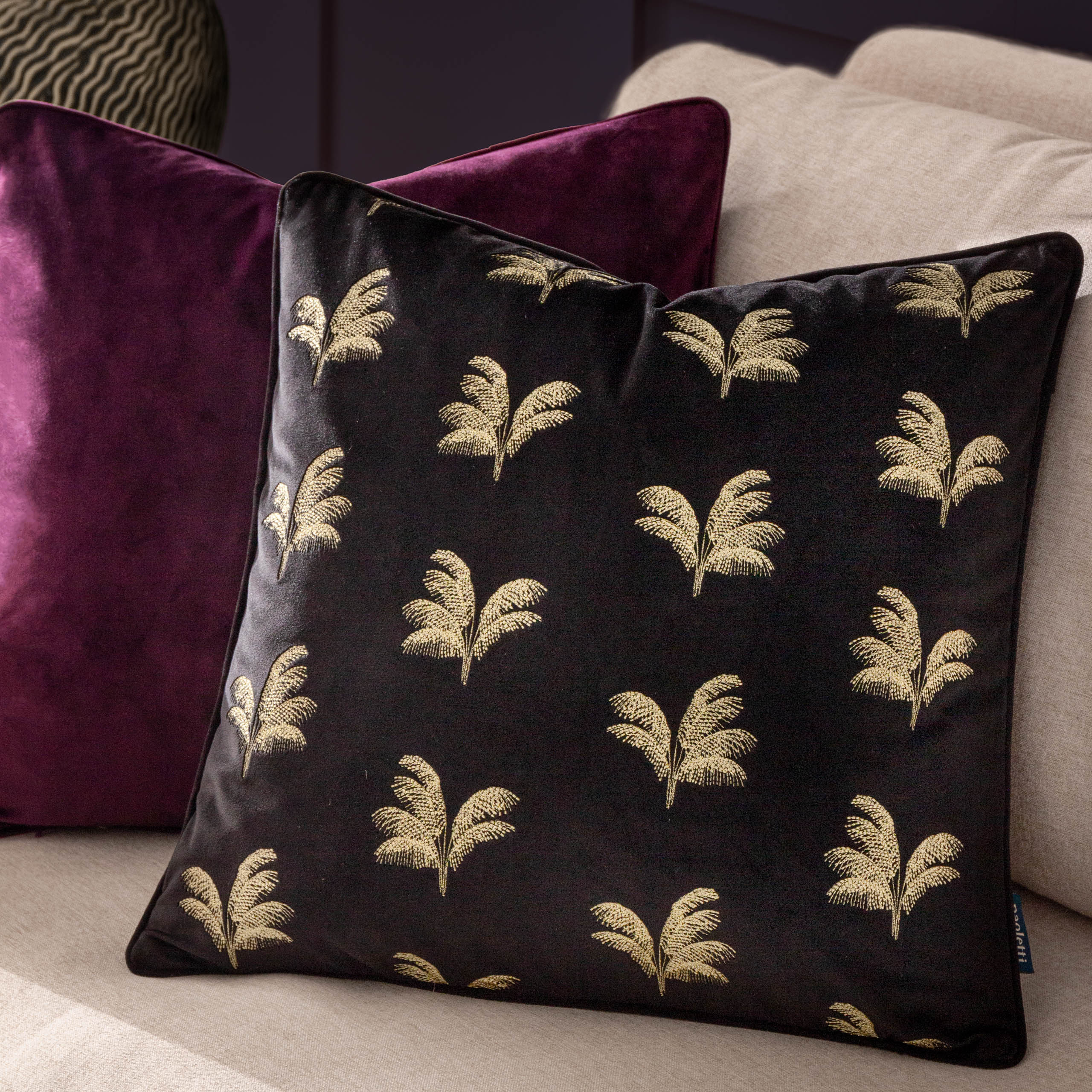 Guilded Palms Embroidered Cushion