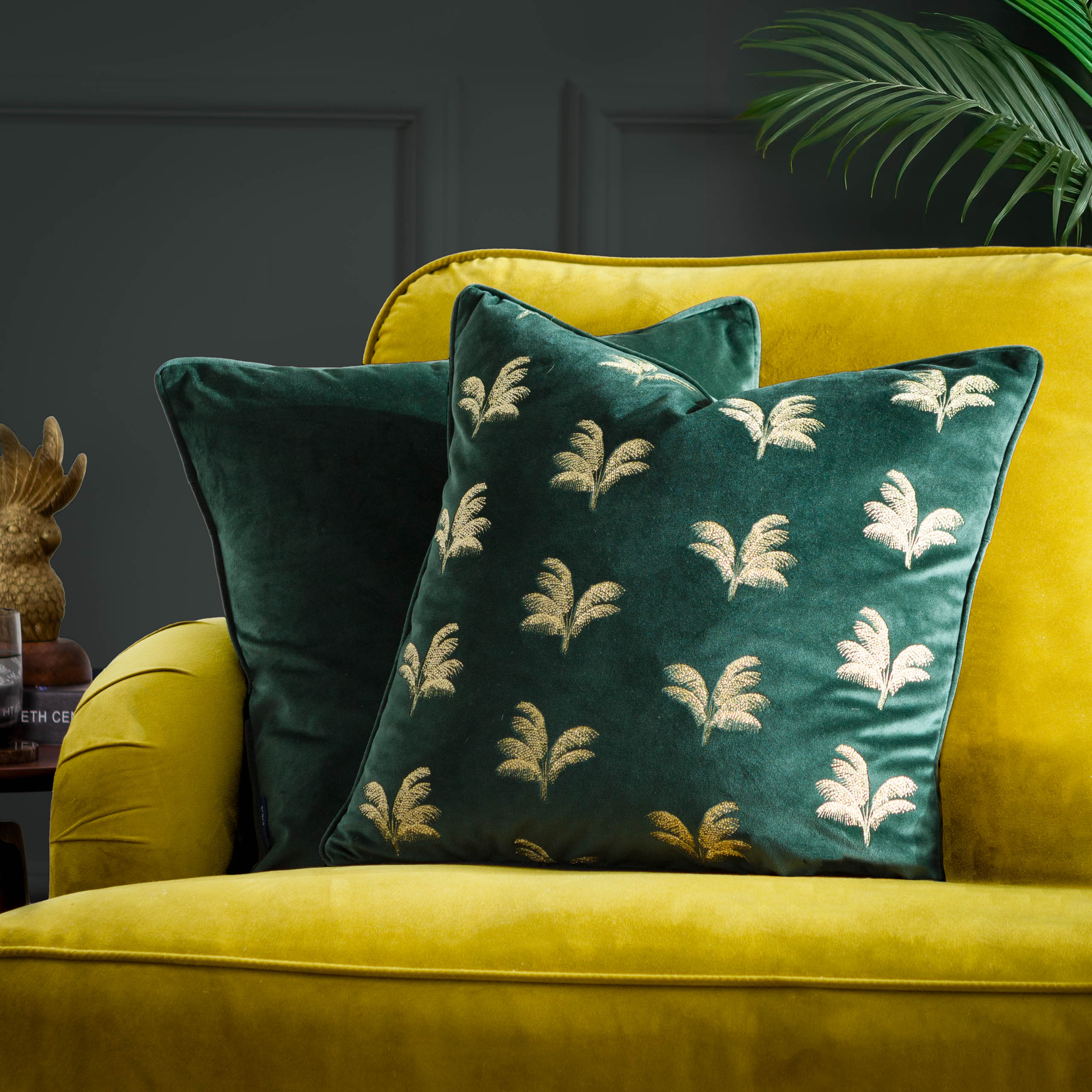 Guilded Palms Embroidered Cushion