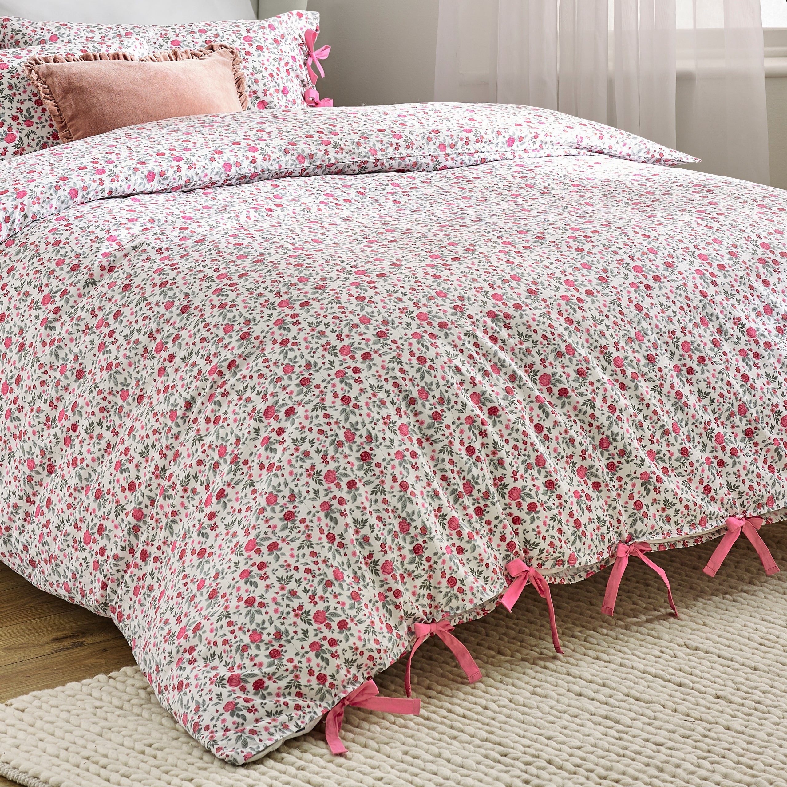 Hannah Floral 100% Cotton Duvet Cover Set