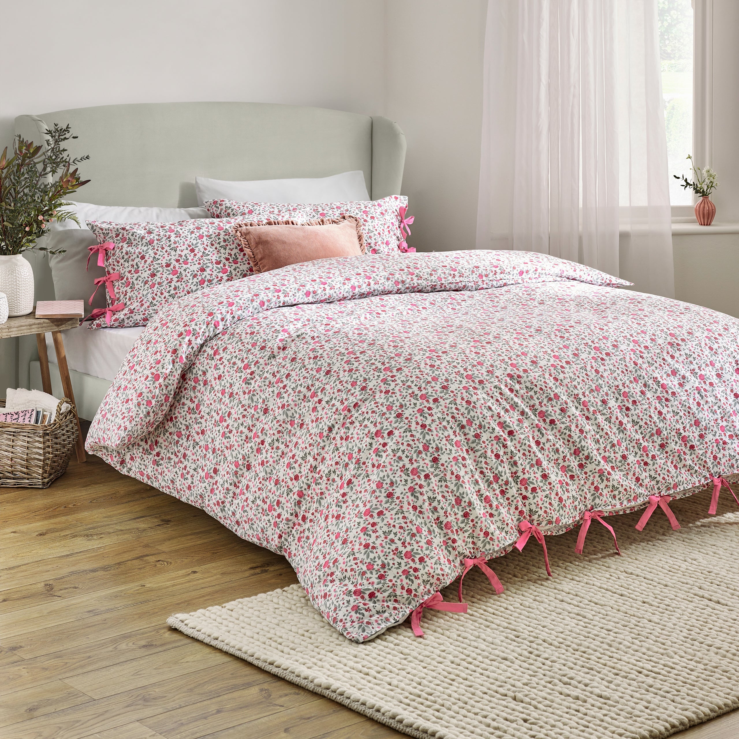 Hannah Floral 100% Cotton Duvet Cover Set