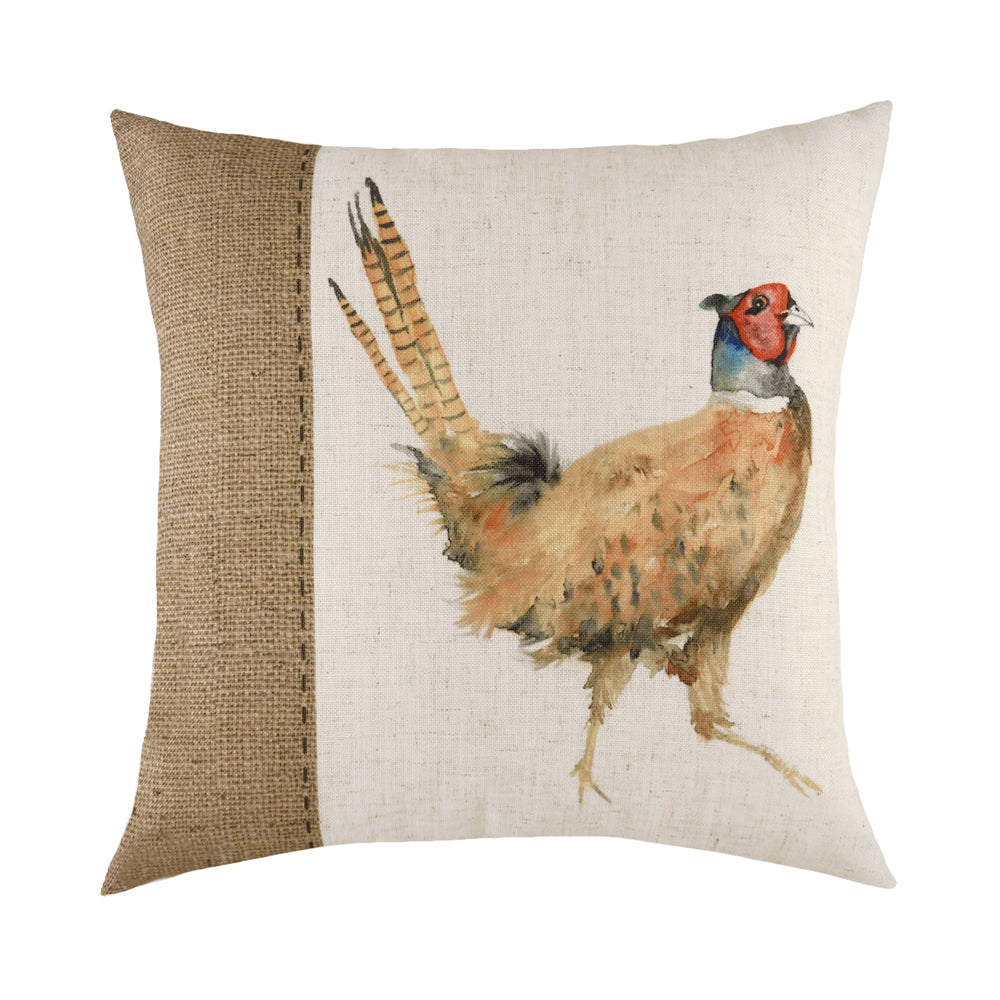 Hessian Pheasant Square Cushion