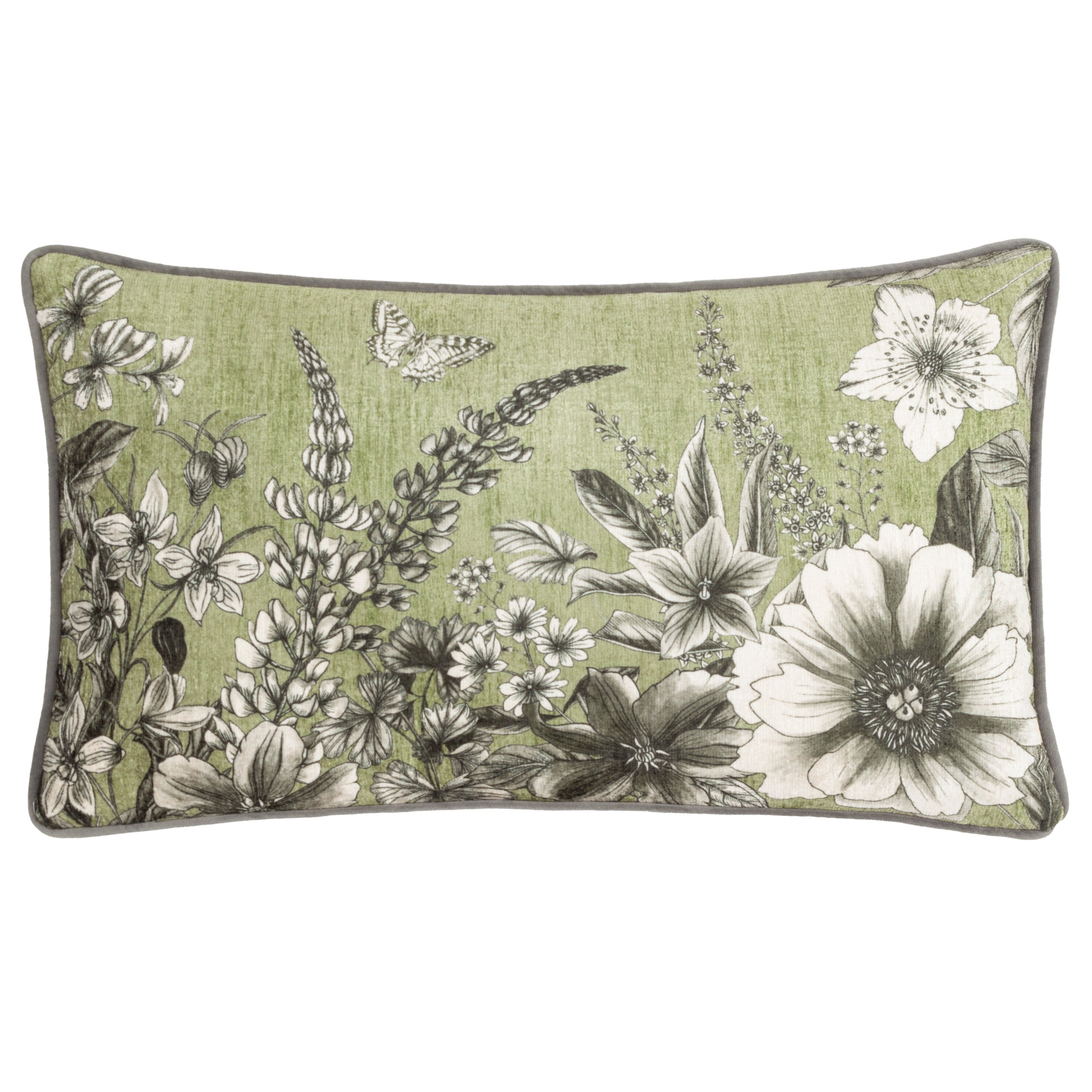 Harlington Gardenia Floral Piped Cushion