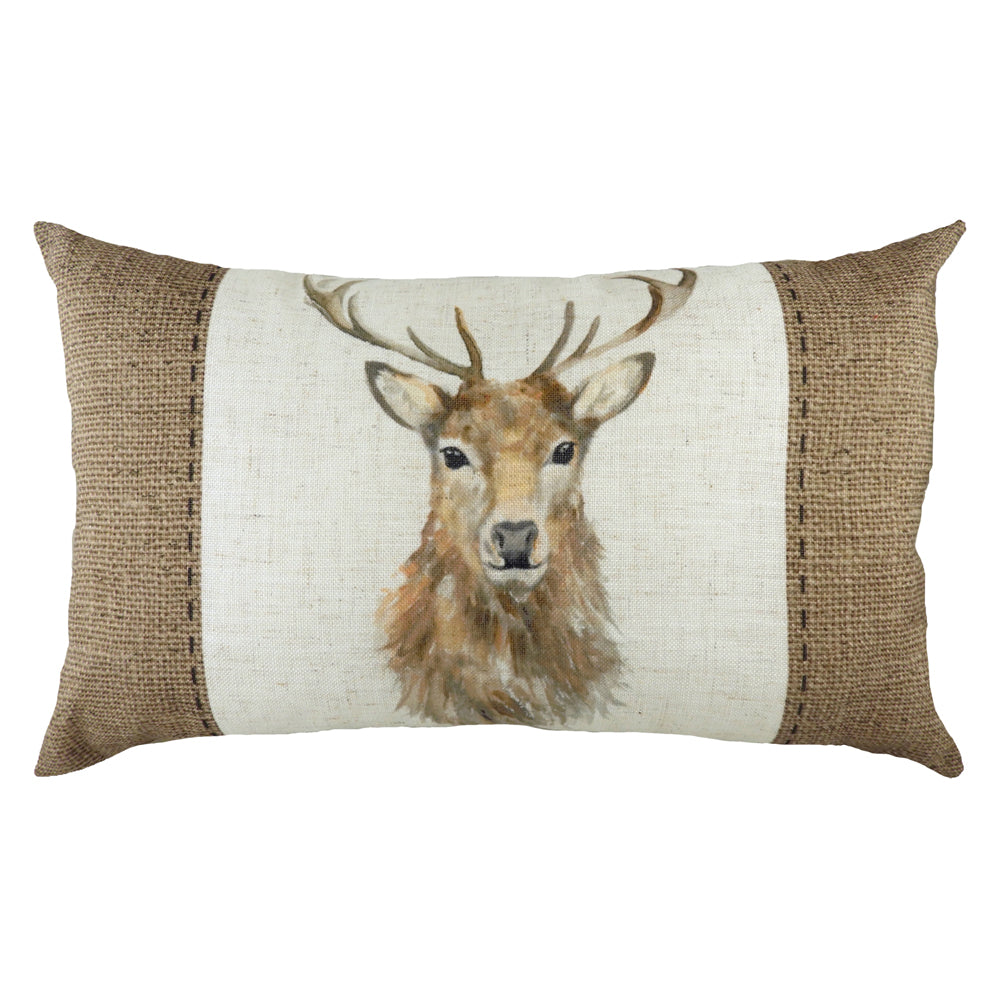 Hessian Stag Rectangular Cushion