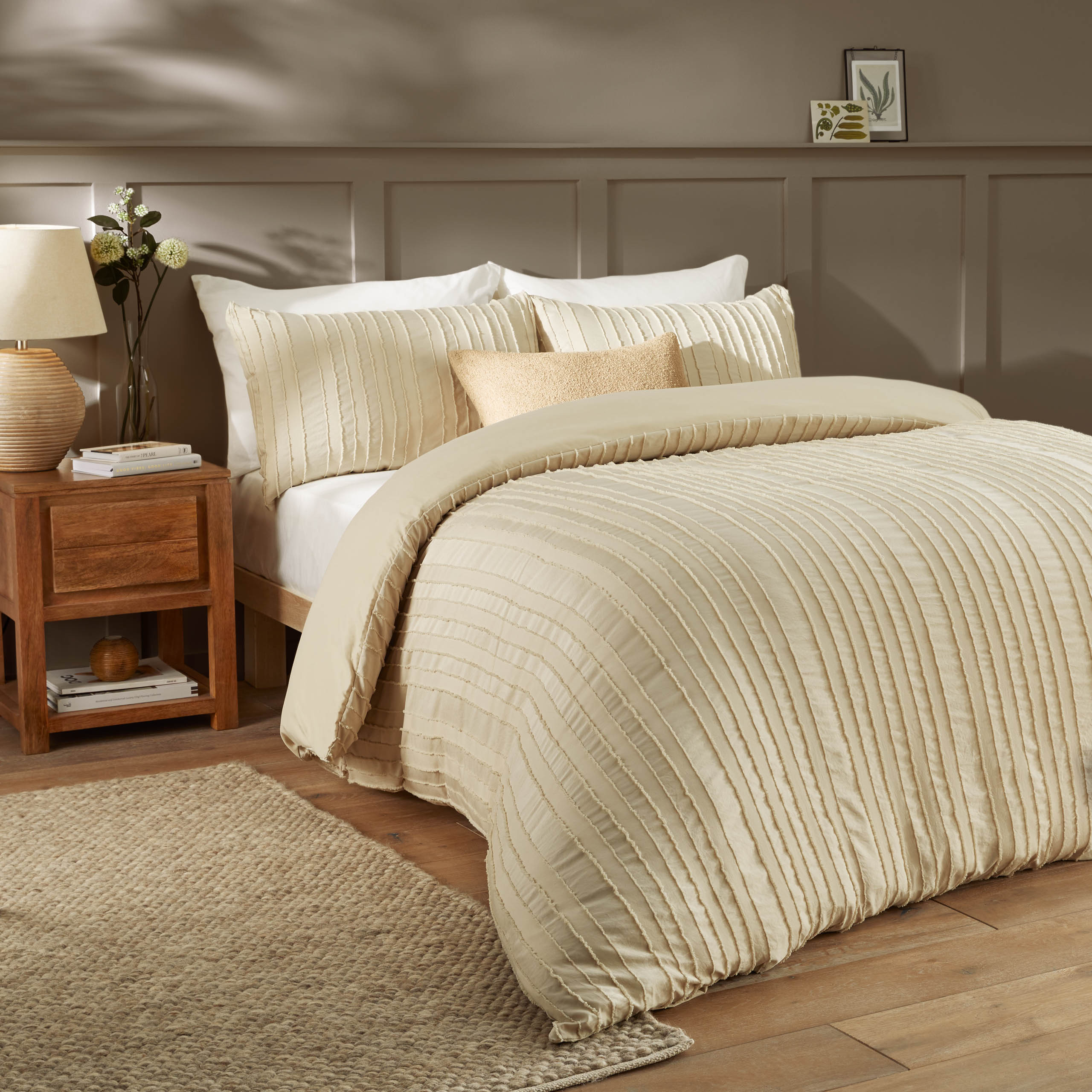 Harrison Stripe Tufted Soft Touch Duvet Cover Set