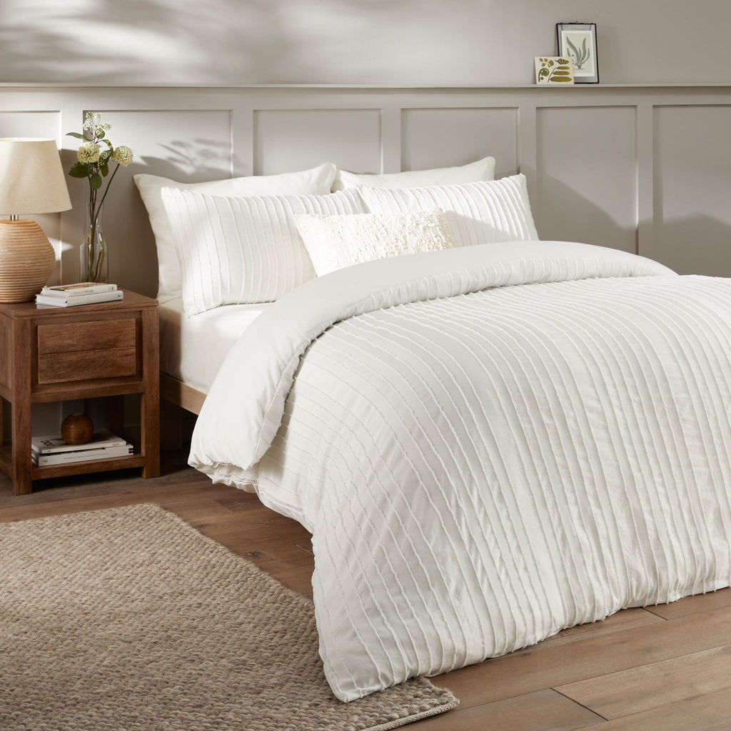 Harrison Stripe Tufted Soft Touch Duvet Cover Set