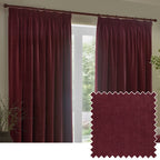 Heavy Chenille Velvet Room Darkening Pencil Pleat Curtains