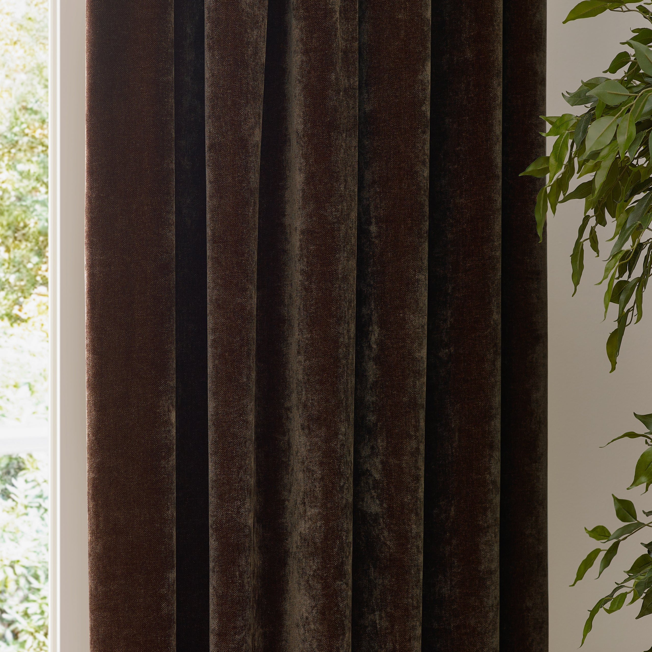 Heavy Chenille Velvet Room Darkening Pencil Pleat Curtains
