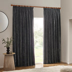 Heavy Chenille Velvet Room Darkening Pencil Pleat Curtains