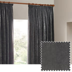 Heavy Chenille Velvet Room Darkening Pencil Pleat Curtains