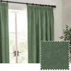 Heavy Chenille Velvet Room Darkening Pencil Pleat Curtains