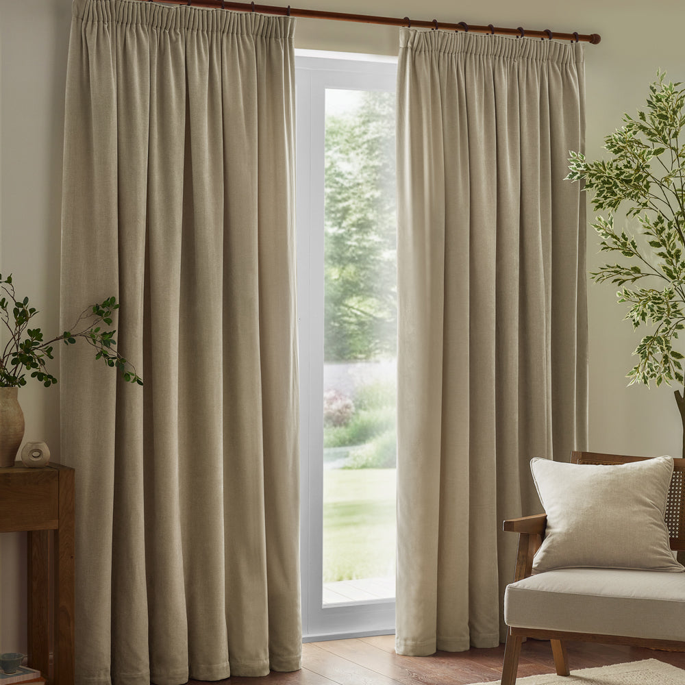 Heavy Chenille Velvet Room Darkening Pencil Pleat Curtains