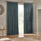 Heavy Chenille Velvet Room Darkening Pencil Pleat Curtains