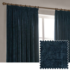 Heavy Chenille Velvet Room Darkening Pencil Pleat Curtains