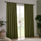 Heavy Chenille Velvet Room Darkening Pencil Pleat Curtains