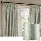 Hebden Striped 100% Cotton Lined Pencil Pleat Curtains